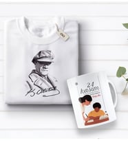 BK Gift Kişiye Özel Öğretmenler Günü Tasarımlı Kupa Bardak ve Atatürk Baskılı Tişört Hediye Seti- 1-6, Öğretmene Hediye, Öğretmenler Günü, 100. Yıl Hediyesi