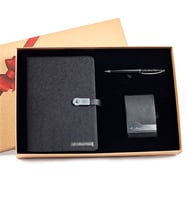 Kişiye Özel Usb'li Defter Kartvizitlik ve Roller Kalem Kutulu Set (Siyah)