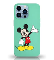 Apple iPhone 13 Pro Max  Lansman Kılıf Mickey Mouse Tasarımlı Altı Kapalı İçi Kadife Kaplı  Kapak (Şeffaf)