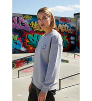 Kadın Bisiklet Yaka Düşük Kol Nakışlı Regular Kalıp Örme Sweatshirt Fonksiyonel Dayanıklı Şık