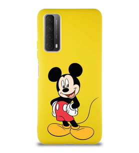 Huawei P Smart 2021 Soft Premier Kapak Mickey Mouse-E Tasarımlı Silikon Kılıf - Sarı (Şeffaf)