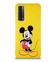 Huawei P Smart 2021 Soft Premier Kapak Mickey Mouse-E Tasarımlı Silikon Kılıf - Sarı (Şeffaf)