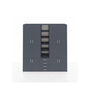 Hyperion Dolap 17 Raflı 4 Çekmeceli 8 Kapaklı 220x44x243 Antrasit-Antrasit/Antrasit