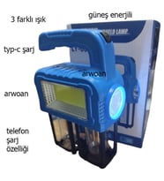 arwoan 38w kamp lambası el feneri powerbank özellikli