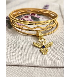 Melek Model Charm 4 Adet Ajda 1 Adet Zigzag 925 Ayar Gümüş Ajda Bilezik