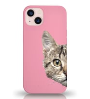 Apple iPhone 13 Uyumlu Lansman Kılıf Catface Tasarımlı Altı Kapalı İçi Kadife Kaplı Silikon Kapak (Şeffaf)