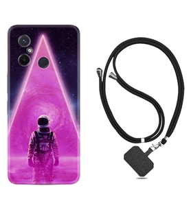 Xiaomi Redmi 12C Kılıf Resimli Boyun Askılı İpli Desenli Silikon Series Astro Purple2 1907