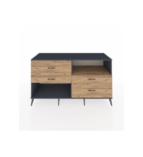 Kronos Konsol Tek Raflı 4 Çekmeceli  176x59x99 Antrasit-Çam