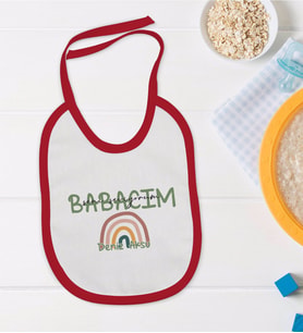 BK Kids Kişiye Özel Babalar Günü Tasarımlı Kırmızı Bebek Mama Önlüğü-1