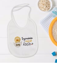 BK Kids Kişiye Özel Teyzesinin Minik Kuşu Tasarımlı Bebek Mama Önlüğü - Model 1