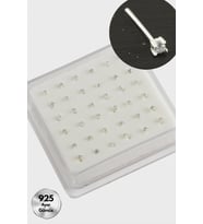 2 mm Kare Zirkon Tek Taşlı Gümüş Hızma 36 Adet