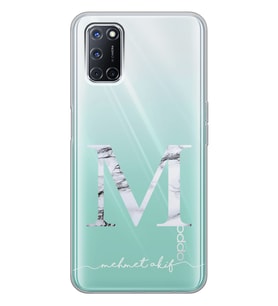Oppo Mermer Harf Tasarımlı Şeffaf Telefon Kılıfı