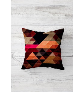 Geometrik Batik Desen Çift Tarafı Baskılı Gizli Fermuarlı Yastık Kılıfı Kırlent Koltuk Yastık Kılıfı (KAHVE)