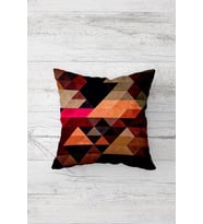 Geometrik Batik Desen Çift Tarafı Baskılı Gizli Fermuarlı Yastık Kılıfı Kırlent Koltuk Yastık Kılıfı (KAHVE)