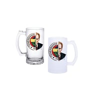 Ghostbastır Design Fenerbahçe Atatürk Kulplu Bira Bardağı Buzlu veya Şeffaf Seçenekli 0197