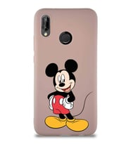 Huawei P20 Lite Soft Premier Kapak Mickey Mouse-E Tasarımlı Silikon Kılıf - Pudra (Şeffaf)