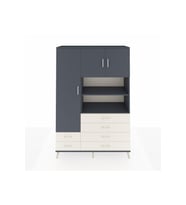 Hyperion Dolap 8 Raflı 6 Çekmeceli 3 Kapaklı 132x44x195 Antrasit-Antrasit/Aytaşı