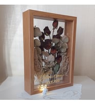 Ledli ve İsimli 25x35 Cm Çift Yönlü Bambu Derin Gül Çerçevesi! Gelin Buketi Çerçevesi!