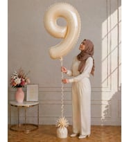 9 Rakamlı Krem 76 cm Helyum Balon – Folyo Parti Balonu