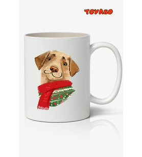 Noel Yılbaşı Mutlu Atkılı Köpek Dog Merry Christmas Temalı Beyaz Kupa Bardak