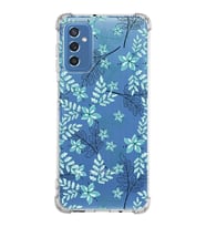 Samsung Galaxy M52  Köşe Korumalı Antişok Kapak Floral Su Yeşili Tasarımlı Şeffaf  Kılıf