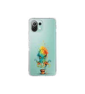 Xiaomi Mi 11 Lite ile uyumlu Splash ahtapot tasarımlı şeffaf silikon kılıf