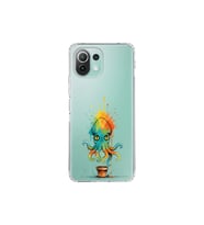 Xiaomi Mi 11 Lite ile uyumlu Splash ahtapot tasarımlı şeffaf silikon kılıf