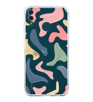 Huawei Y9 2019 Uyumlu Kamera korumalı Kapak Abstract Tasarımlı  Şeffaf Kılıf