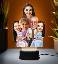 Doğum Günü Hediyesi,Sevgiliye Hediye, Kişiye Özel Fotoğraflı Mutlu Aile Tablosu Karikatür 3D Led Lamba (Beyaz)