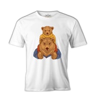 Father Bear and His Son Beyaz Erkek Tshirt