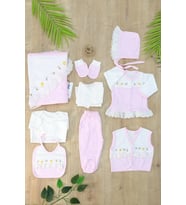 Kız Bebebek  Yenidoğan 10 Lu  Lüks Hastane Çıkışı Zıbın Seti STL6917 (Pembe)