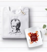 BK Gift Kişiye Özel Öğretmenler Günü Tasarımlı Kupa Bardak ve Atatürk Baskılı Tişört Hediye Seti- 2-1, Öğretmene Hediye, Öğretmenler Günü, 100. Yıl Hediyesi