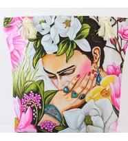 Ponea Dijital Baskılı Frida Kahlo Fermuarlı Su Geçirmez Astarlı Yıkanabilir Heybe Alışveriş Ve Plaj Çantası