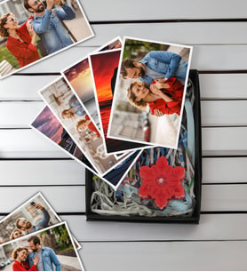 BK Gift Kişiye Özel 10 adet Fotoğraf Baskısı ve Kırmızı Kar Tanesi Mum Hediye Seti (Özel Hediye Kutusunda), Sevgiliye Hediye, Yıl Dönümü Hediyesi
