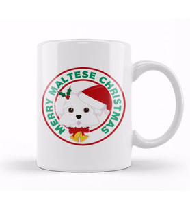 Merry Christmas Maltese Dog Kupa Bardak Porselen