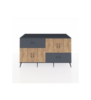 Kronos Konsol 3 Raflı 2 Çekmeceli 4 Kapaklı 176x59x99 Antrasit-Çam/Antrasit