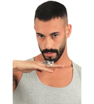 Erkek Antik Gümüş Kaplama Oynar Başlı Ayarlanabilir Kurt Yüzük