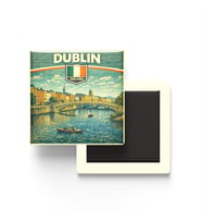 Retro İrlanda Dublin Şehri Temalı Vintage Buzdolap Magneti – 9x9 cm