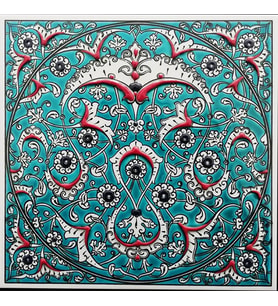 Armada Çini 20x20 Cm ED 324 İznik Rumili Desen Eldekoru Çini Karo