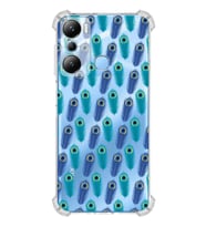 PrintiFy İnfinix Hot 20i Uyumlu Nazar Boncuğu 4 Baskılı Şeffaf Köşe Korumalı Antişok Kılıf