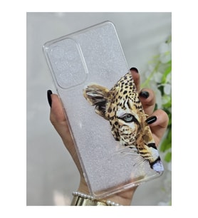 Samsung Galaxy A73 Uyumlu Leopar Desenli Şeffaf Telefon Kılıfı