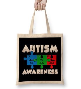 Chemistry Autism Awareness Puzzle Elements Bez Çanta Uzun Saplı