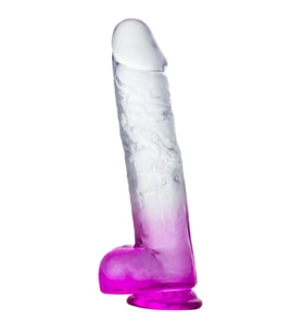 MYST COLOR Dildo Realistik Jel Dokuda Vantuzlu Ultra Yumuşak Şeffaf Mor Yapay Penis