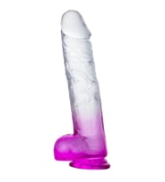 MYST COLOR Dildo Realistik Jel Dokuda Vantuzlu Ultra Yumuşak Şeffaf Mor Yapay Penis