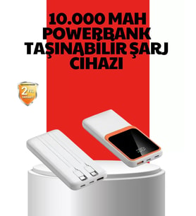 10000 Mah Taşınabilir – Çift Çıkışlı Type-C Lightning Uyumlu