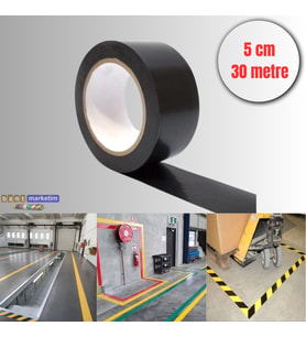 Pvc Yer İşaretleme Bandı 5cmx30m Zemin Bandı Siyah