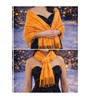 Mandaş Style El Dokuma Angora Bayan Şalı-Hardal
