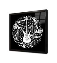 Müzik Enstrümanları Tasarım Çerçeveli Cam Tablo
