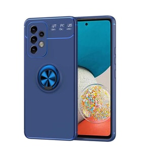 Galaxy A53 5G Kılıf Zore Ravel Yüzüklü Silikon Kılıf (Mavi)