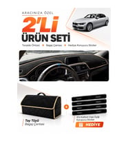 e-biz BMW F30 (2010-2018) Uyumlu Torpido Örtüsü + Tay Tüyü Bagaj Çantası Seti - Siyah-Bej - BM005